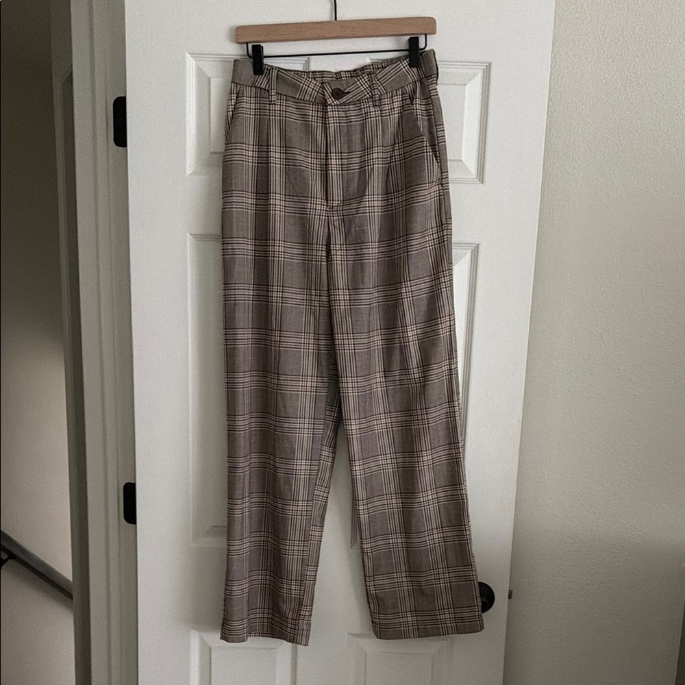 Men's Plaid Tan Pants